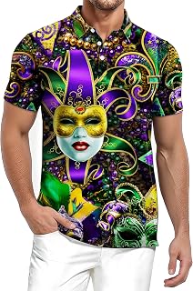 Men Polo Shirts Funny Festival Themed Graphic Tee Short Sleeve Dry Fit Moisture Wicking Golf