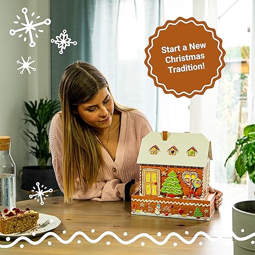 Miniatura 5 de Ravensburger - Casa de pan de jengibre 3D con luces - Rompecabezas de 216 piezas - Casa tradicional de pan de jengibre con base resistente e