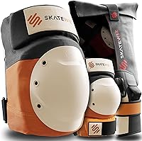 SKATEWIZ Adult Skating Protective Gear: Knee Pads, Elbow Pads, Wrist Guards 6pc Set - Roller Skates, Inline, Skateboard - German Designed