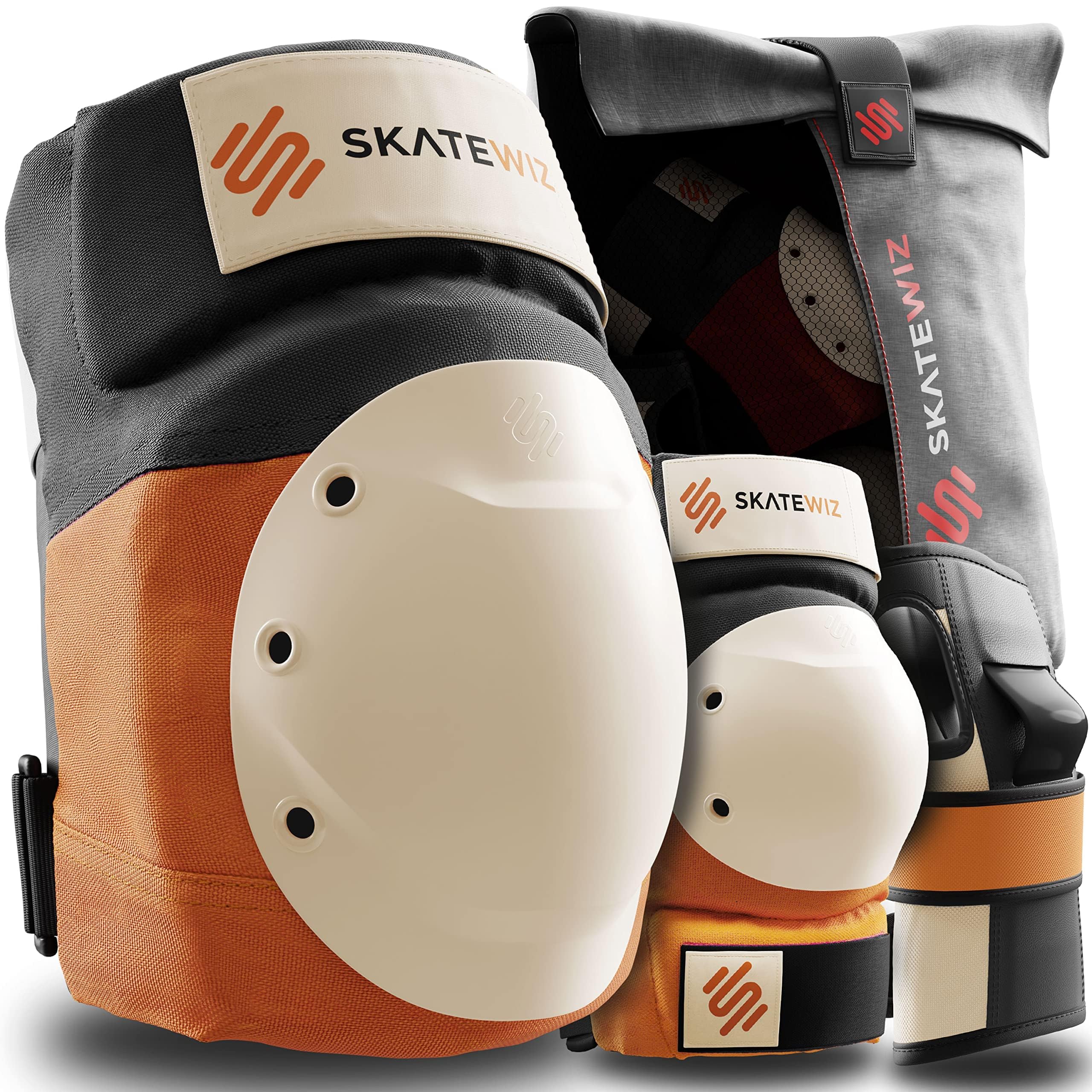 SKATEWIZ Skating Protective Gear Adult Knee Pads, Elbow Pads and Wrist Guards for Adults [6pc] - Shield - Roller Skates, Inline, Skateboard - Designed in Germany
