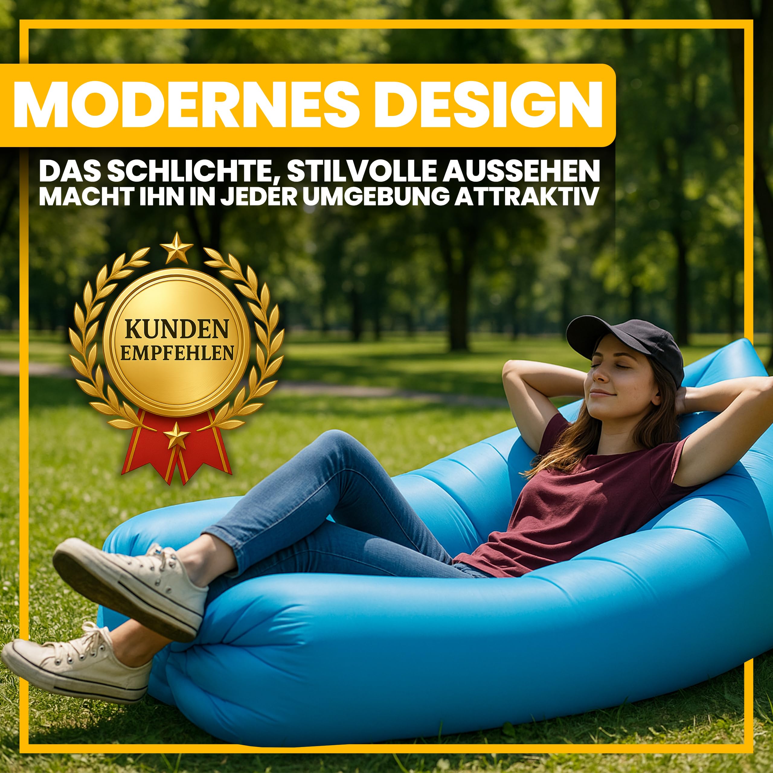 Retoo Wasserdichtes Aufblasbares Sofa 190x70cm mit Kompakte Tragebeutel, Luftsofa und Reißfestem Gewebe von bis zu 200kg, Ideal für Camping, Meer, Strand, Air Lounger, Indoor und Outdoor, Blau