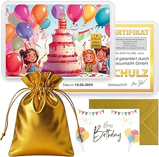 Goldschulz Goldbarren 1g 1 Gramm Motivbox - Geburtstag Kinderparty - Geschenk + Echtheitszertifikat