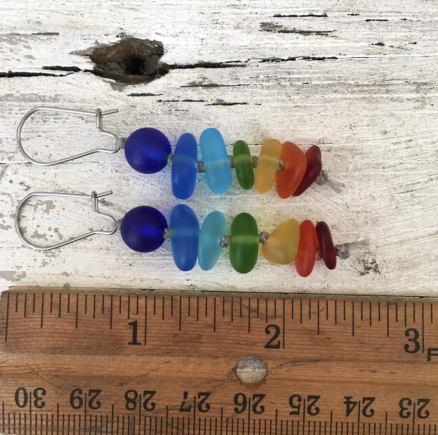 Chakra Sea Glass Pebble Earrings in the Rainbow Colors, Celebrate PRIDE, Boho Beach Jewelry Handmade in the Caribbean