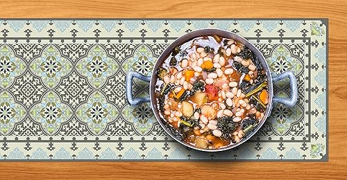 Victoria 7227 - Salvamanteles decorativos y caminos de mesa de cocina con asas de calor hasta 300 F, antideslizantes, lavables a mano y convenientes