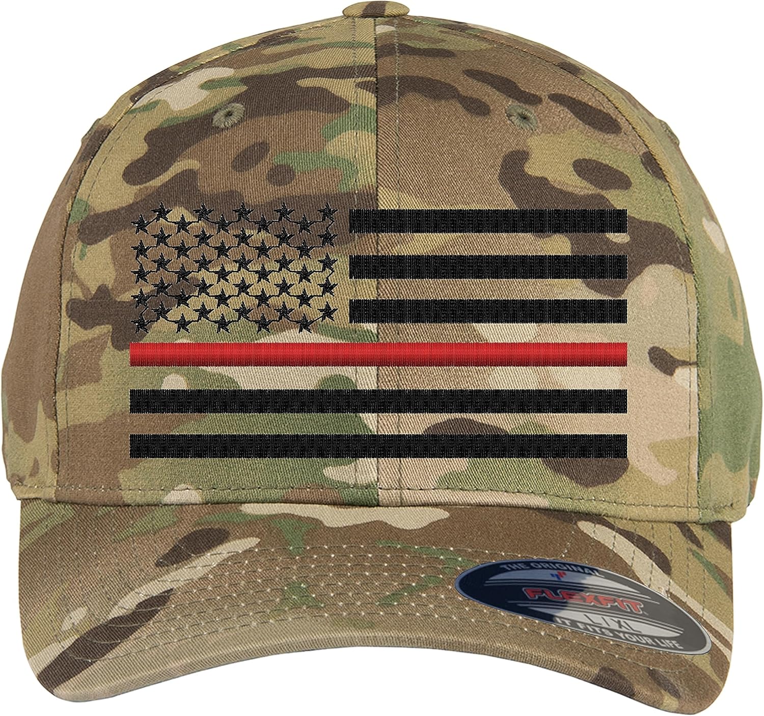 Thin Blue Line/Thin Red Line/Thin Blue and Red Line American Flag Flex Fitted Baseball Hat.