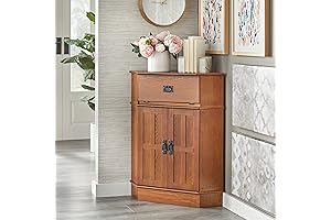 Oak Corner Cabinet in Brown Finish 34h x 24w x 18l