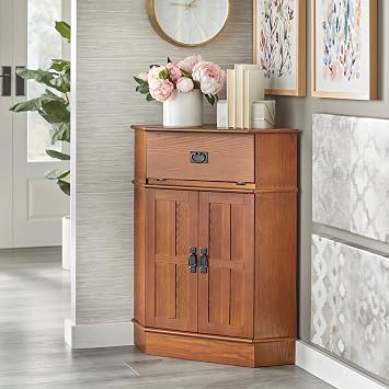 Unknown1 Mission Wood Corner Cabinet 34" h X 24" w 18" l Brown Oak Finish