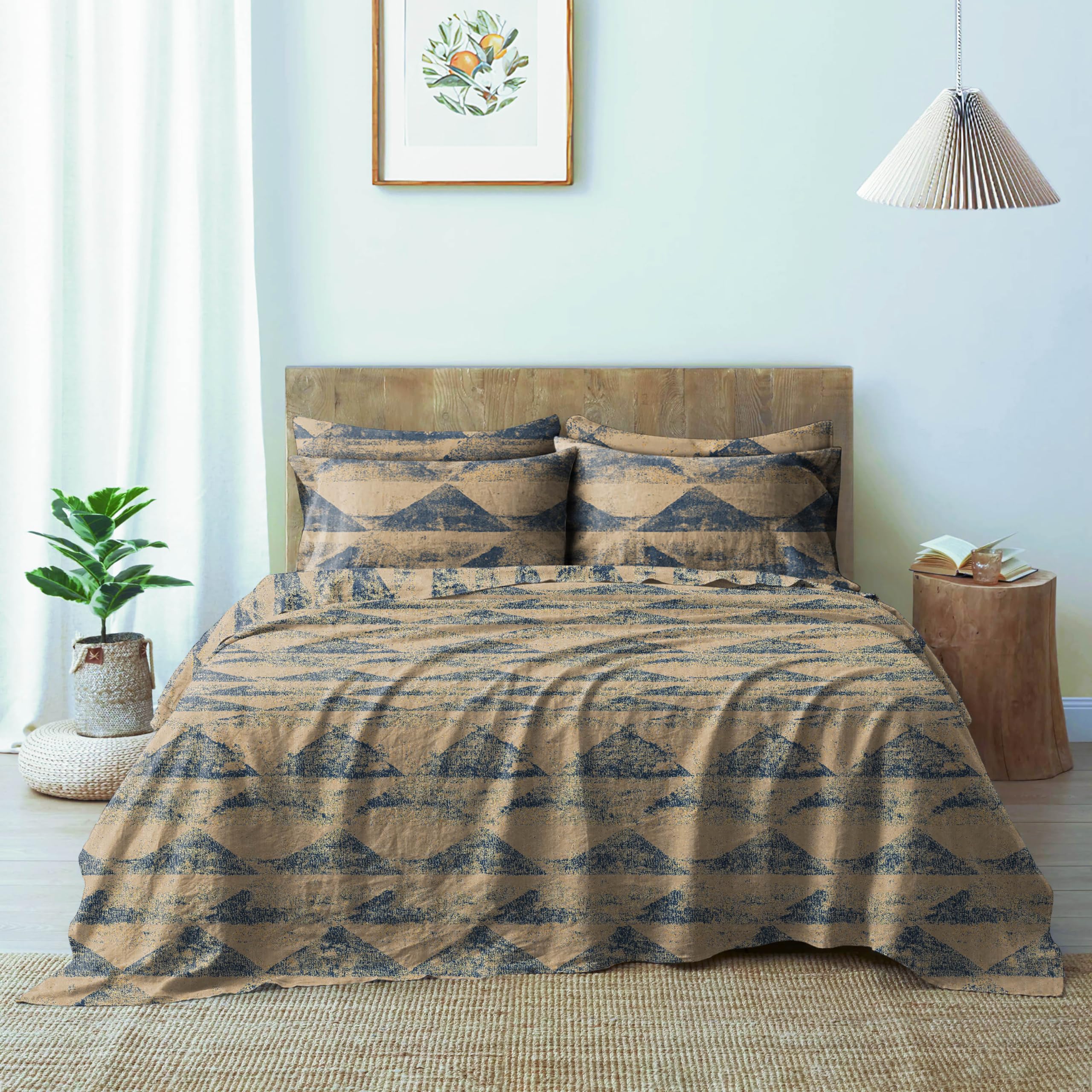 Casableu Mystique Premium Wrinkle Free Bedsheet for Double Bed with 2 Pillow Covers King Size (104" X 90") Premium Sheeting for Bed Amethyst