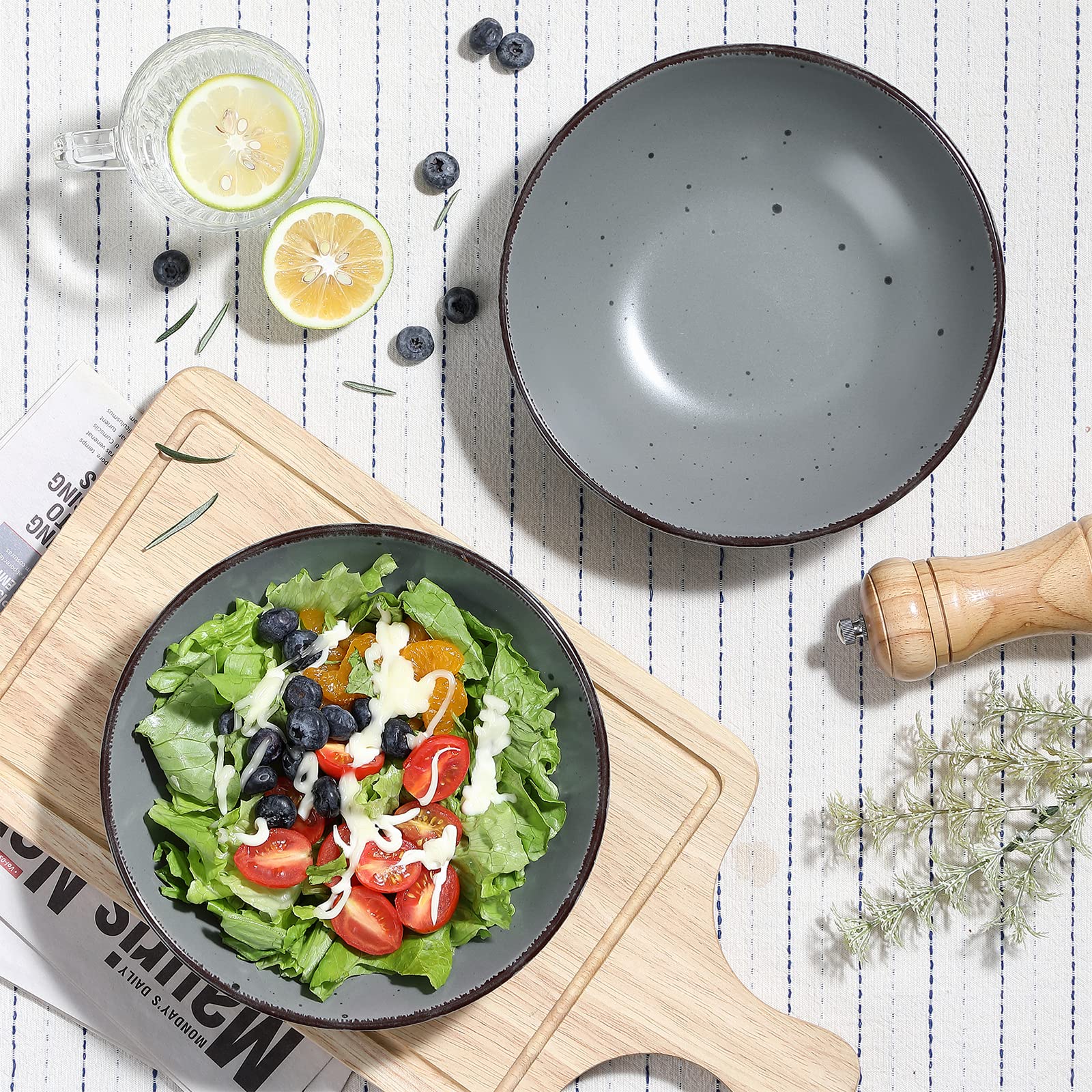 vancasso, Série Moda, Assiette Creuse en Céramique, Assiette à Soupe Saladier - 4 Pièces