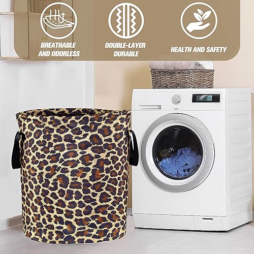 Miniatura 7 de Cesta de lavandería plegable de tela Oxford con diseño de leopardo marrón, bolsa de lona divertida, organizador de almacenamiento de ropa, cubo para