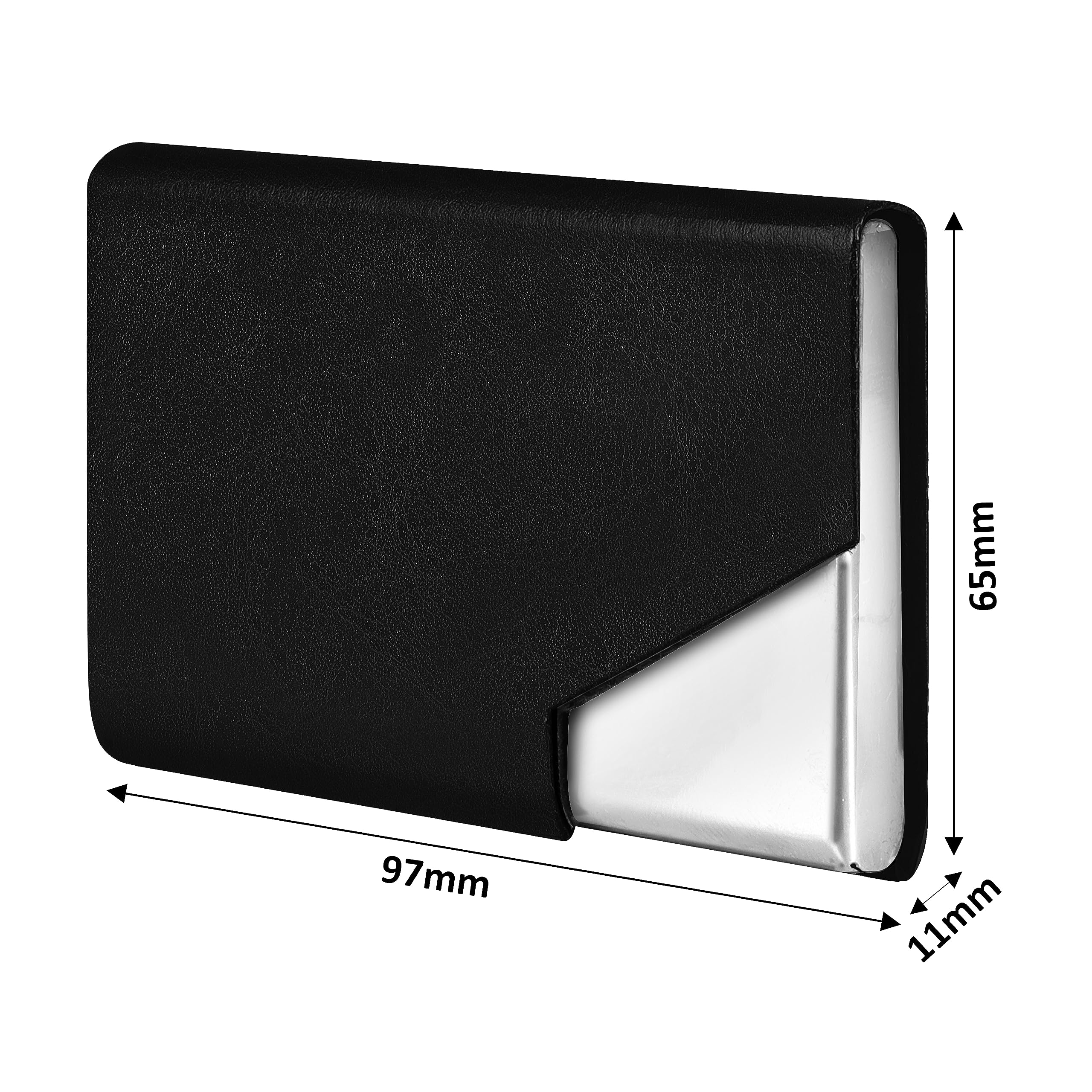LOREM Black Small Pocket Sized Metal ID, Credit-Debit Card Holder with Magnetic Shut Button for Men & Women WL602-UF-A 4