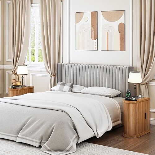 Miniatura 7 de Mesa auxiliar pequeña, mesa auxiliar estrecha, mesita de noche delgada con estación de carga, moderna mesita de noche curvada de mediados de siglo