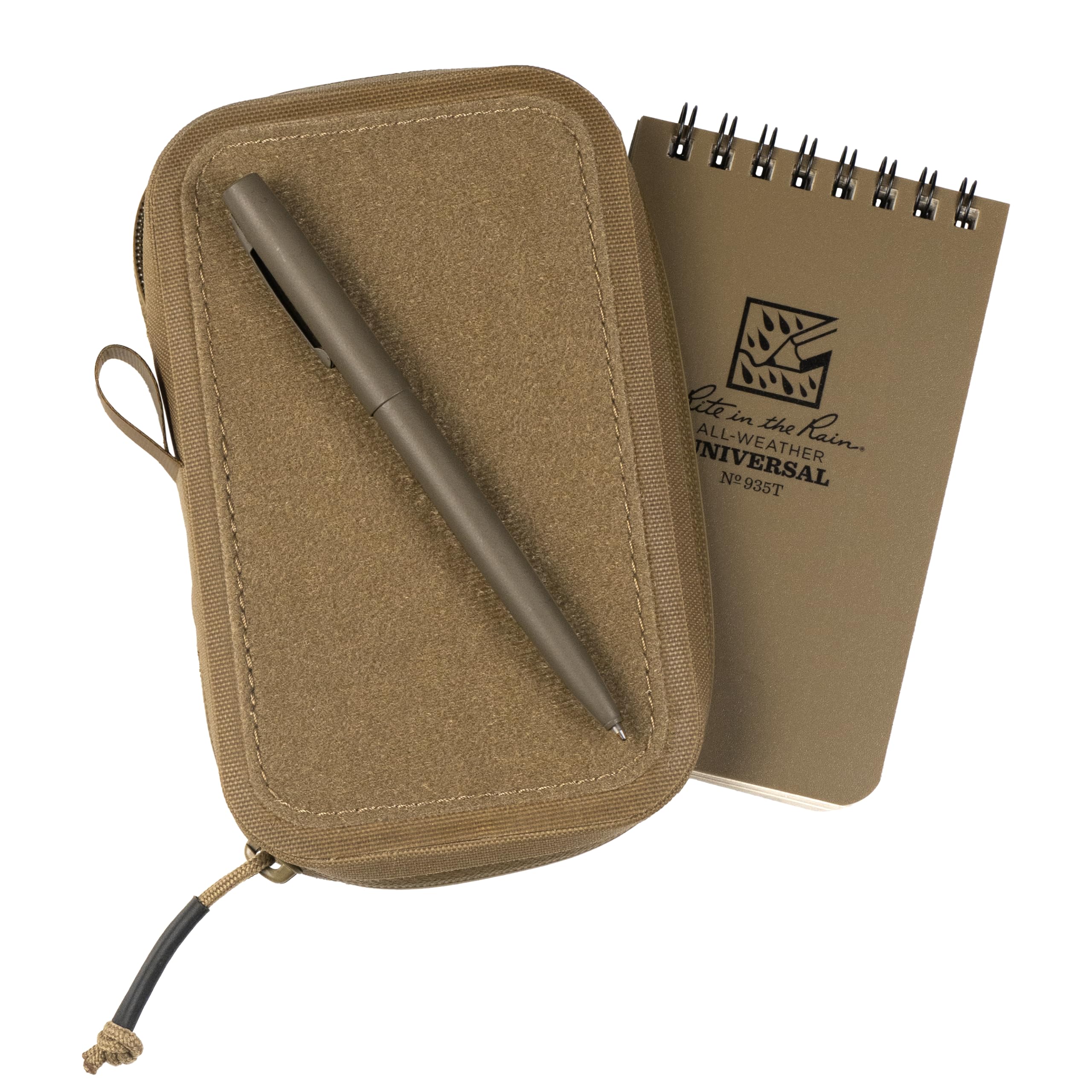 Rite in the Rain - Kit per notebook a spirale, resistente alle intemperie, 7,6 x 12,7 cm, copertina in tessuto TPU Monsone, taccuino marrone chiaro da 7,6 x 12,7 cm e penna resistente alle intemperie