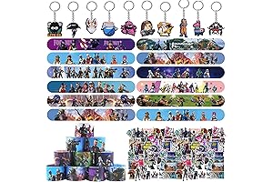 TisTm 90pcs Fortnite Party Supplies, 30pcs Slap Bracelet 10 Pcs Keychains and...