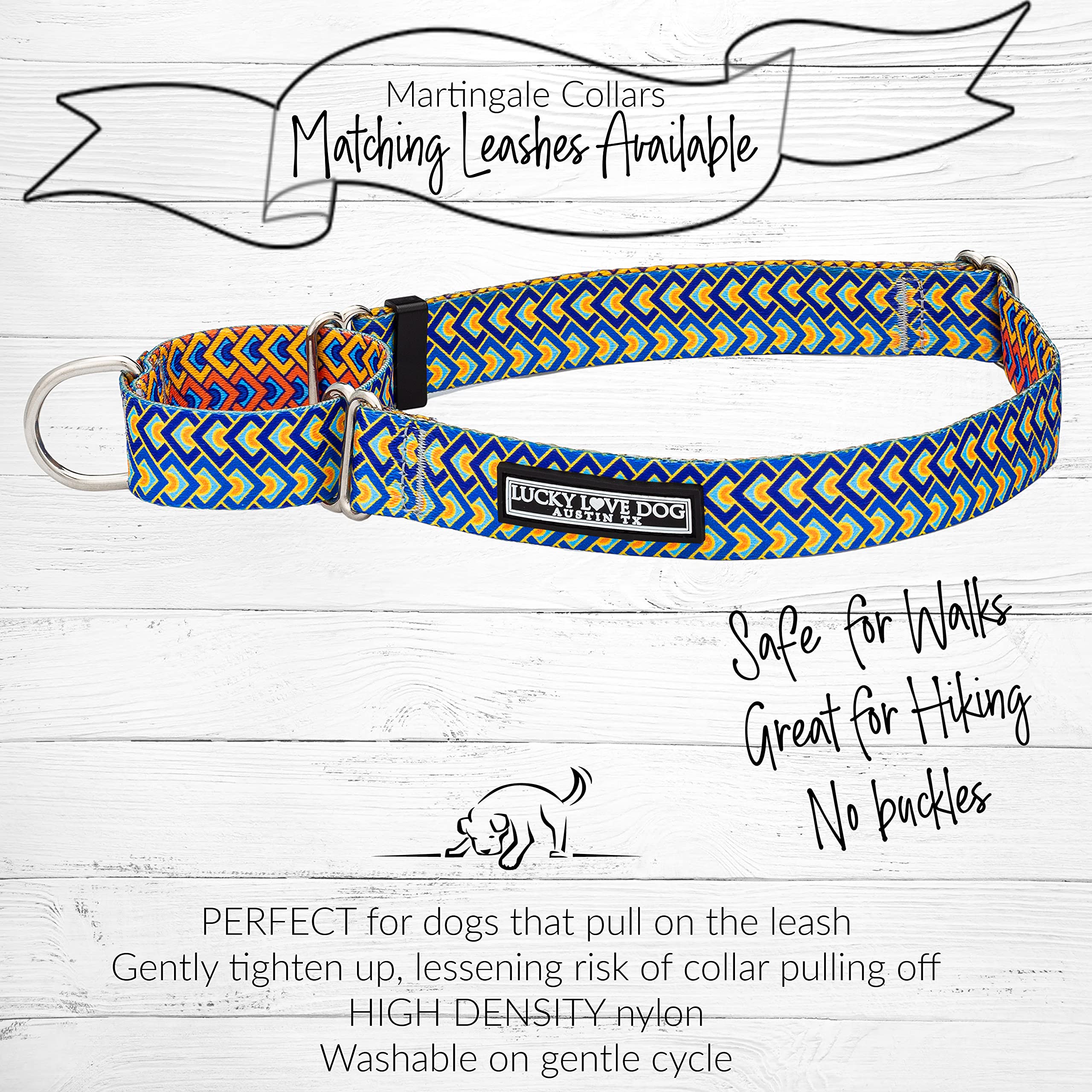 Lucky Love Dog Martingale-Hundehalsband – Verstellbar, Rutschfest, Mit Rettungs-Spende, Verschiedene Muster