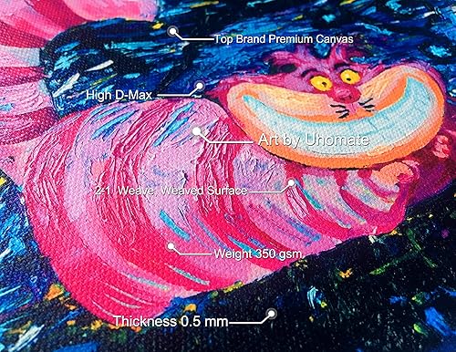 Miniatura 3 de Uhomate Alicia en el país de las maravillas Cheshire Cat Alicia Wonderland Vincent Van Gogh Pósters de noche estrellada para el hogar, lienzo