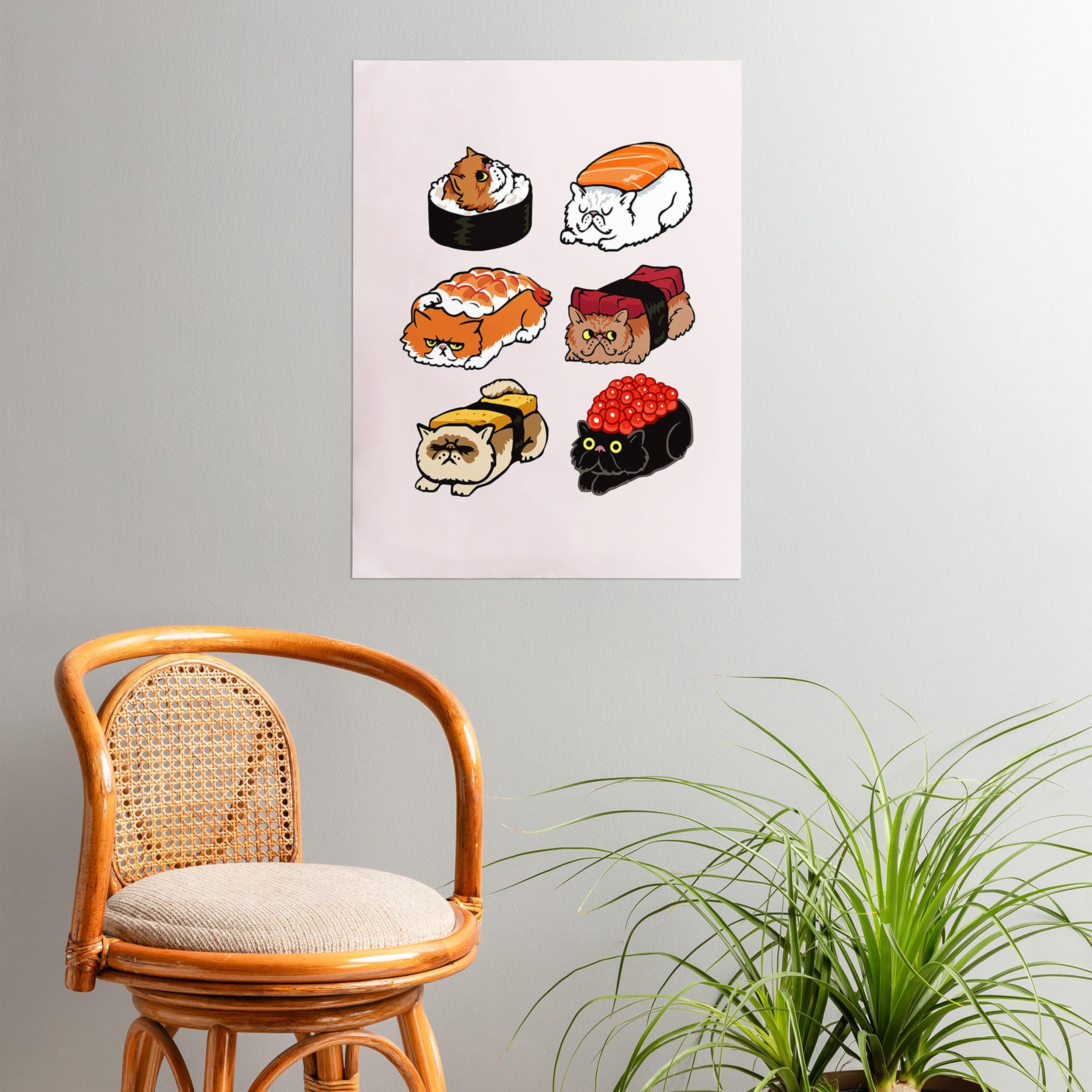 Amazon.co.jp: Society6 Huebucket 寿司ペルシャ猫ポスター 18x24
