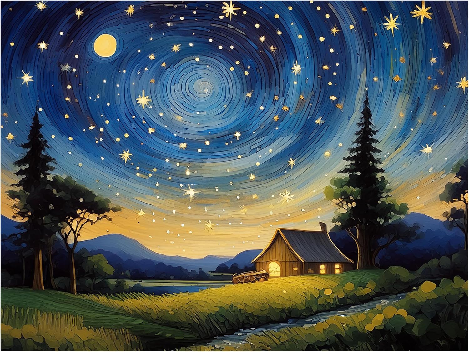 Tile Mural Starry Night Sky Kitchen Bathroom Wall Art Backsplash Marble Ceramic - Picture 2 of 16