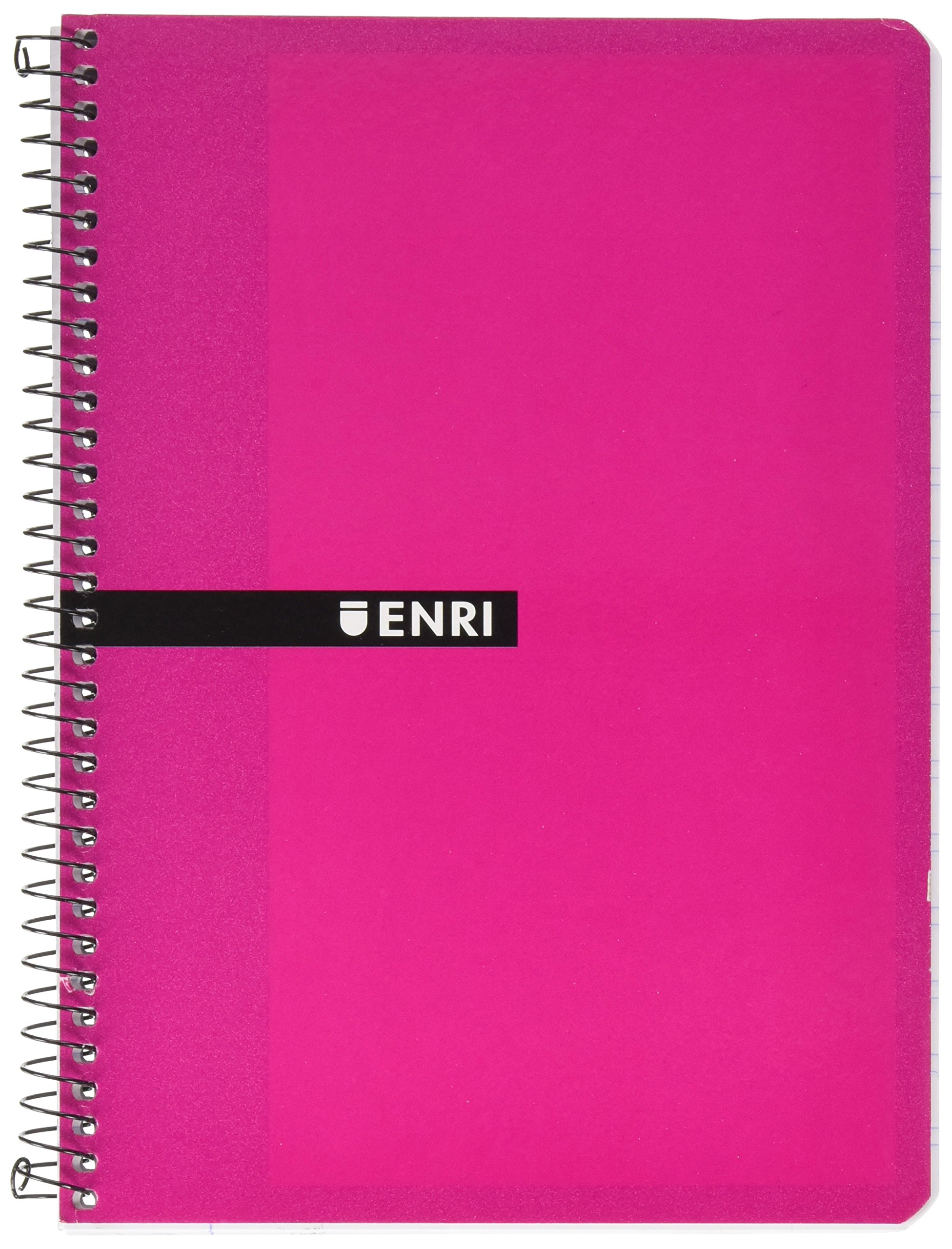 Enri 100430071 - Pack de 5 cuadernos con espiral simple, formato cuarto, papel de 60 g, A5, tapas duras