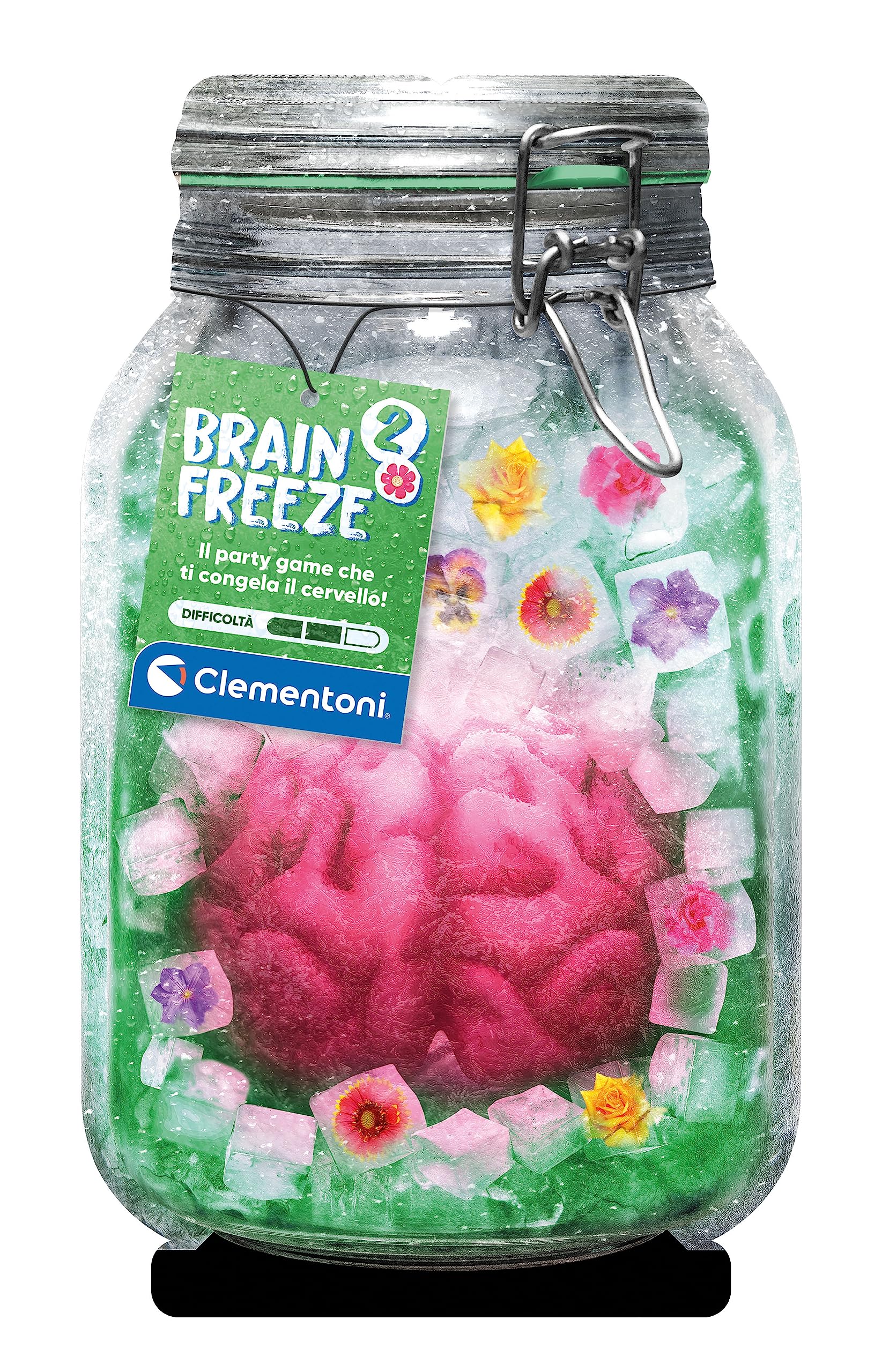 Clementoni - Brain Freeze Fleurs, Jeu de société avec Cubes de Casse-tête, pour Enfants 8 Ans et Toute la Famille, défis de logique et d'observation, 1 à 4 Joueurs, Made in Italy, Langue Italienne,