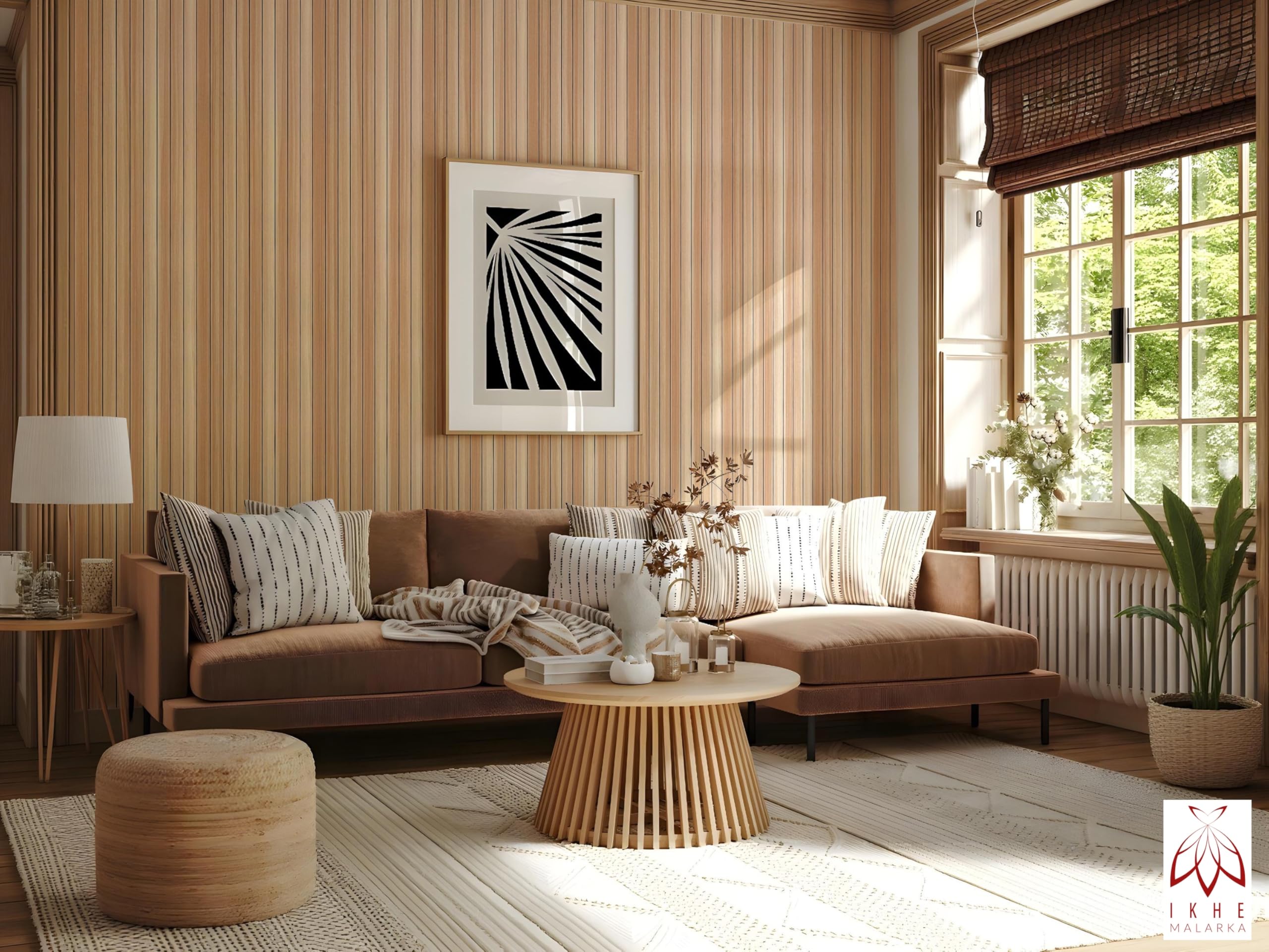 Lamelles décoratives auto-adhésives en rouleau [aspect bois] – 40x300 cm – Revêtement mural en mousse PE + PVC, hydrofuge et résistant aux chocs – Panneaux muraux 3D, épaisseur : 2,8 mm, 1,2 m² (R01)