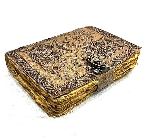 Miniatura 3 de Diario de búho diario de cuero en relieve de búho diario de cuero para hombres diario de cuero para mujer diario de papel hecho a mano cuaderno de