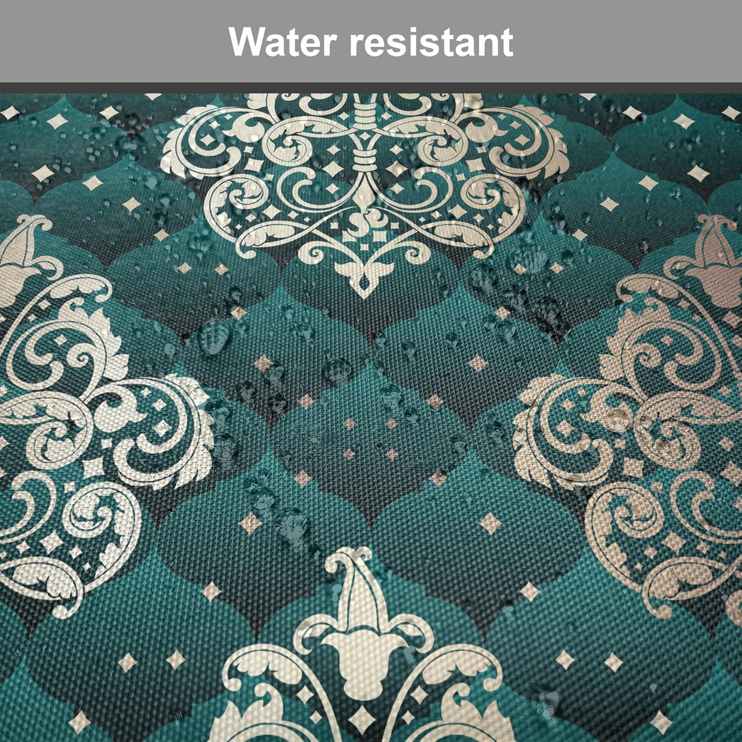 Ambesonne Damask Chair Seating Cushion Set of 4, French Pattern Inspired by Rococo Era Designs Intricate Renaissance Motifs, Anti-Slip Seat Padding for Kitchen & Patio, 16"x16", Dark Teal Eggshell