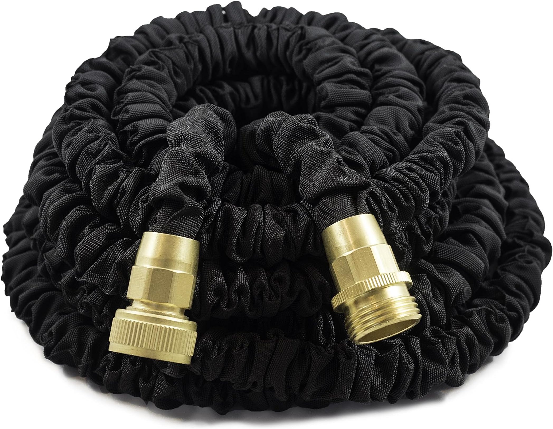 50ft Black Light Duty Expandable/Collapsible Garden Hose, Solid Brass Connector Fittings, No Kink, No Tangle, Lightweight, Easy Storage, Expanding Design, Top Customer Service