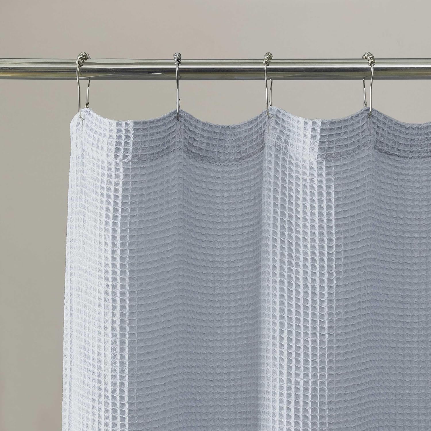 Calvin Klein - Fabric Shower Curtain, Luxury Cotton Blend Bathroom Decor with 12 Button Holes (Waffle Solid Blue, 70" x 72")