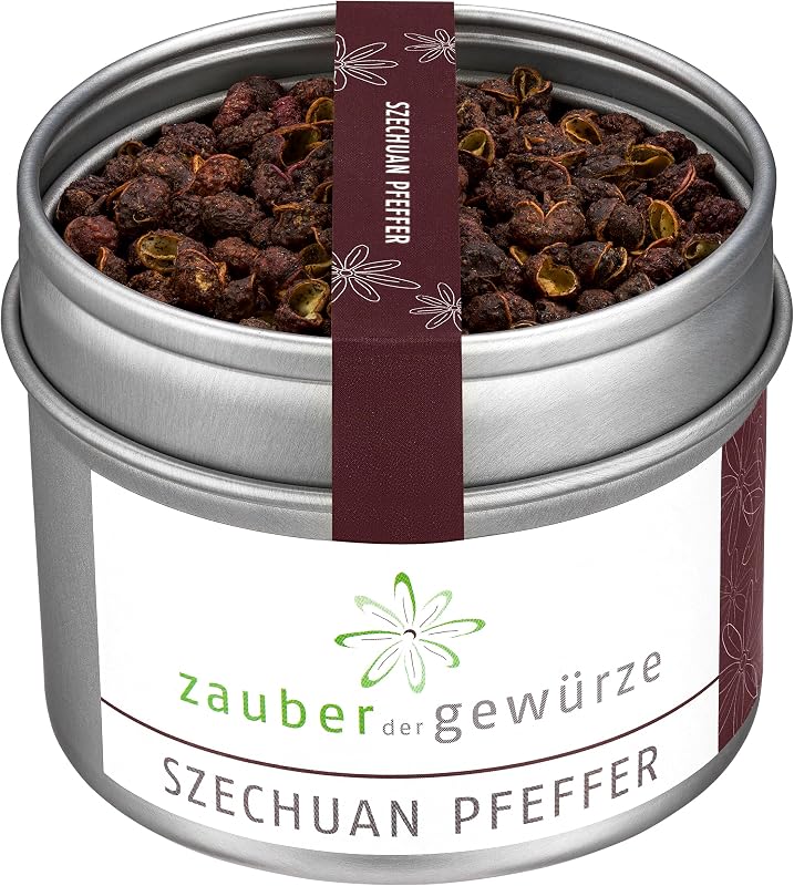 Zauber der Gewürze Szechuan Pfeffer – Exotische Pfefferkörner mit zitronigem Aroma und leichter Schärfe, ideal für Huhn, Enten- und Wokgerichte, 35 g