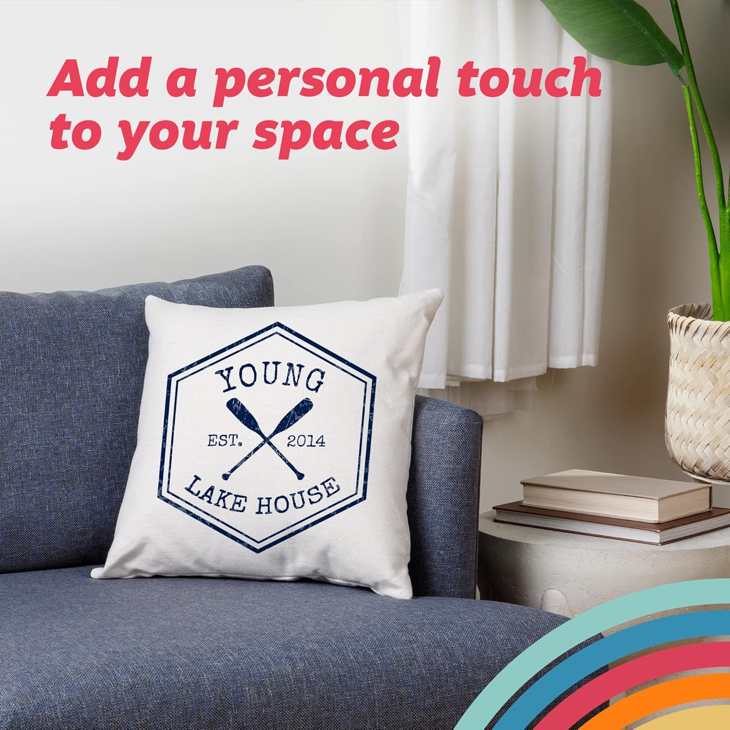 Pattern Pop Personalized Crossed Oars Family Lake House Throw Pillow