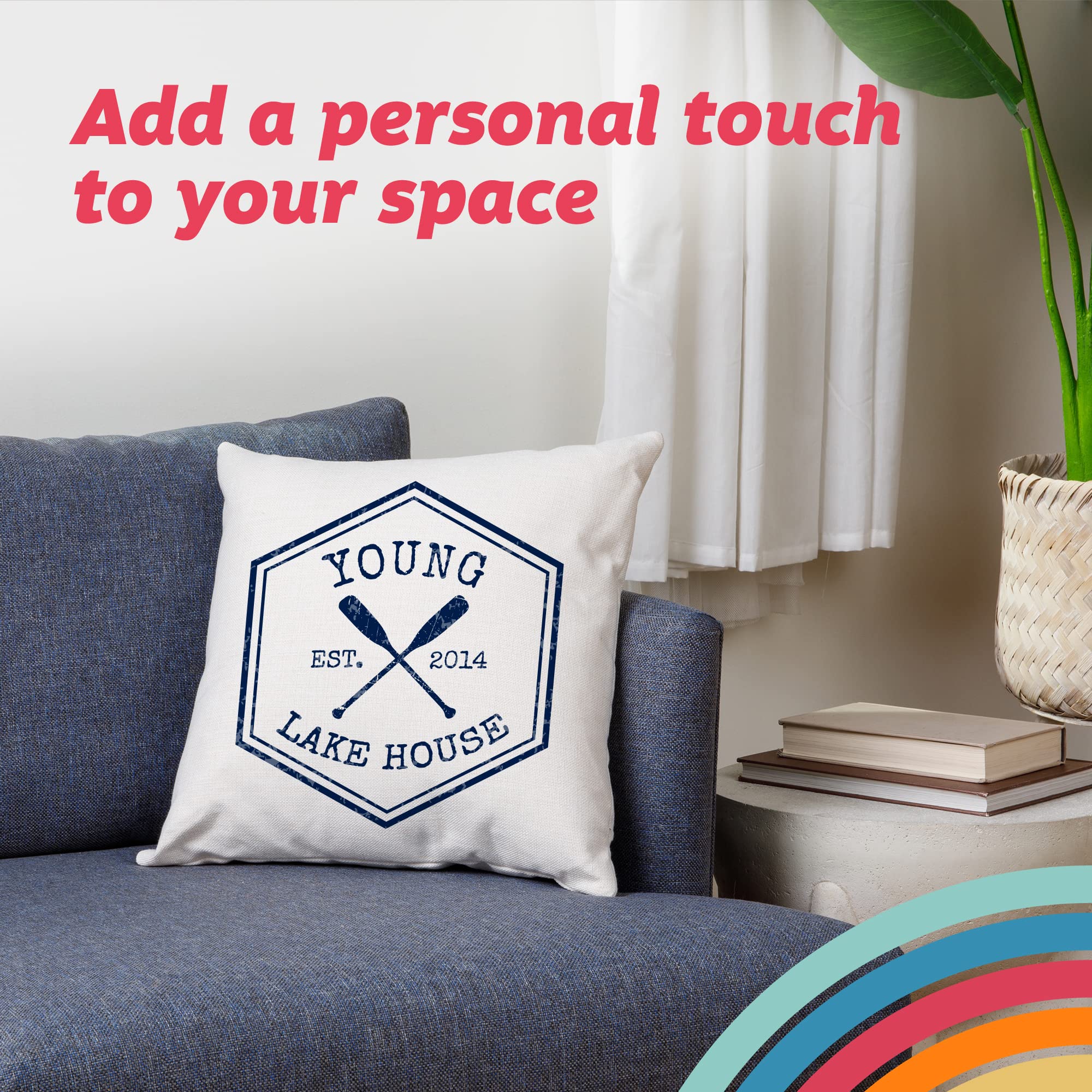 Pattern Pop Personalized Crossed Oars Family Lake House Throw Pillow Cover - 17X17 Throw Pillow Cover (NO Insert) - Decorative Throw Pillow Cover