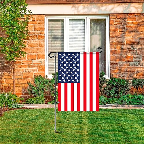 Miniatura 7 de HOOSUN Soporte para bandera de jardín, fácil de instalar, hierro forjado fuerte y resistente, se adapta a mini bandera de 12.5 x 18 pulgadas con 1