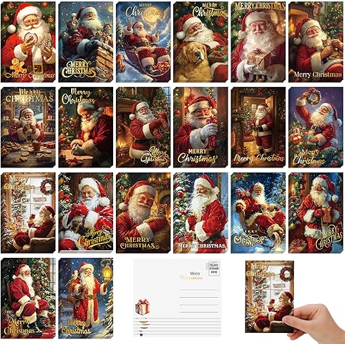 Miniatura 95 de Nuanchu 80 tarjetas postales de Navidad vintage de 4 x 6 pulgadas, tarjetas de felicitación de Papá Noel, tarjetas de Navidad retro, reimpresión