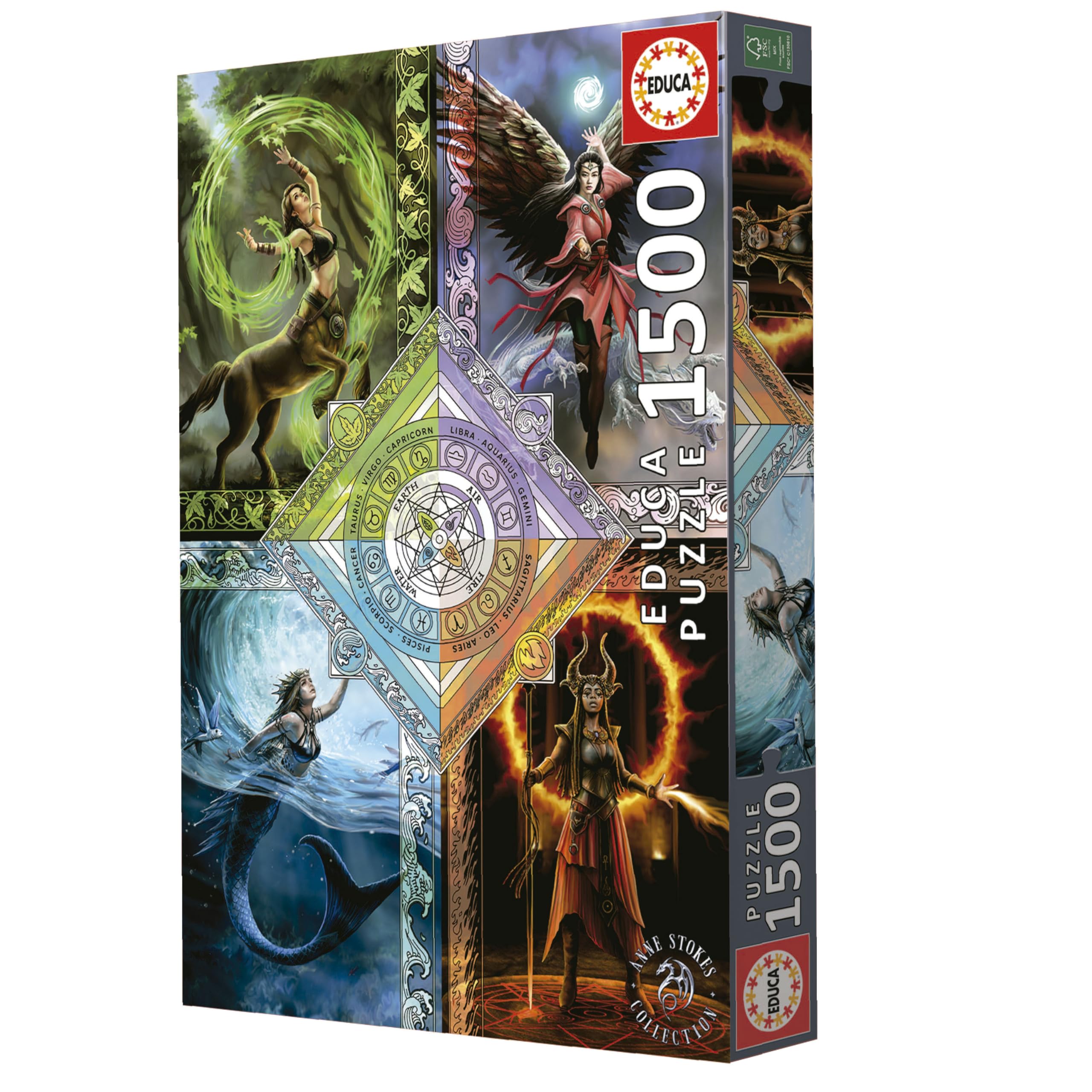 Educa - Puzzle de 1500 pièces pour Adultes | Elemental Magic Star Chart, Anne Stokes. Mesure: 85 x 60 cm À partir de 14 Ans (19941)