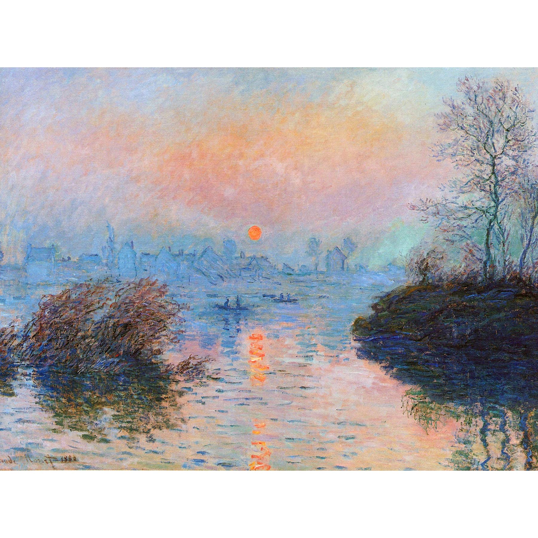 Wee Blue Coo Monet Sunset Seine Lavacourt Winter Large Wall Art Poster Print Thick Paper 18X24 Inch