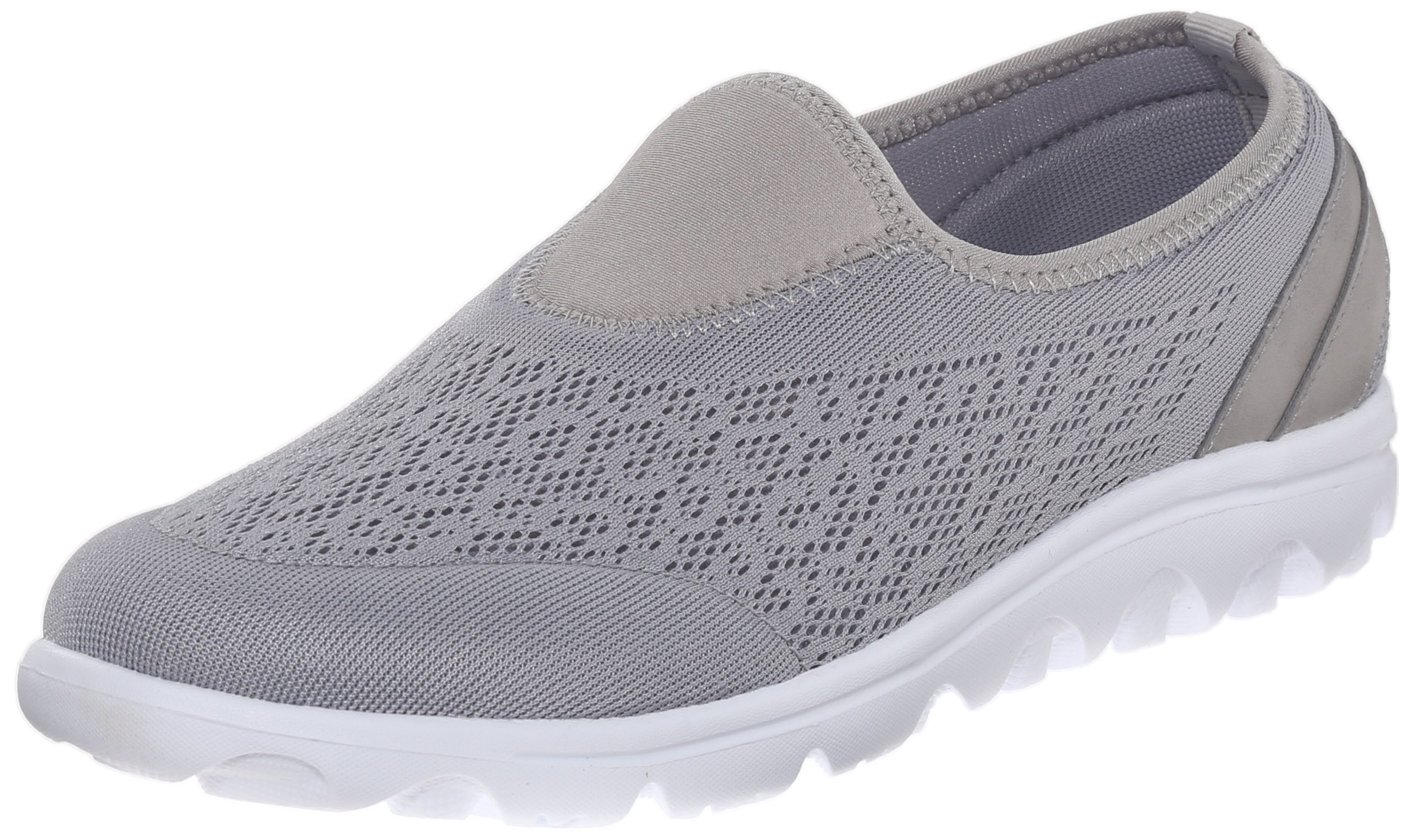 Propét Women TravelActiv Slip-On Sneaker, Silver, 9.5 Wide