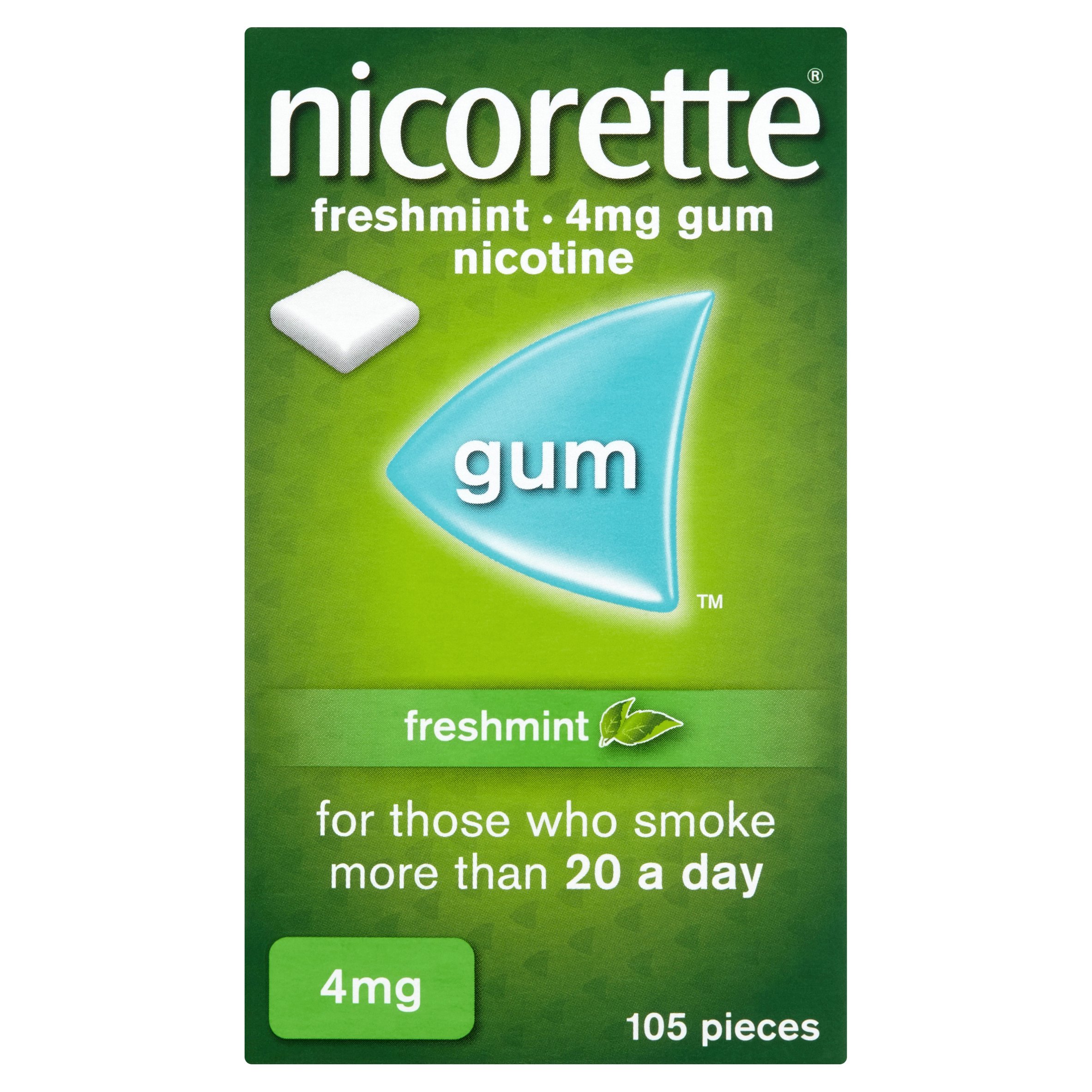 Nicorette Fresh Mint Stop Smoking Aid Chewing Gum, 4 mg