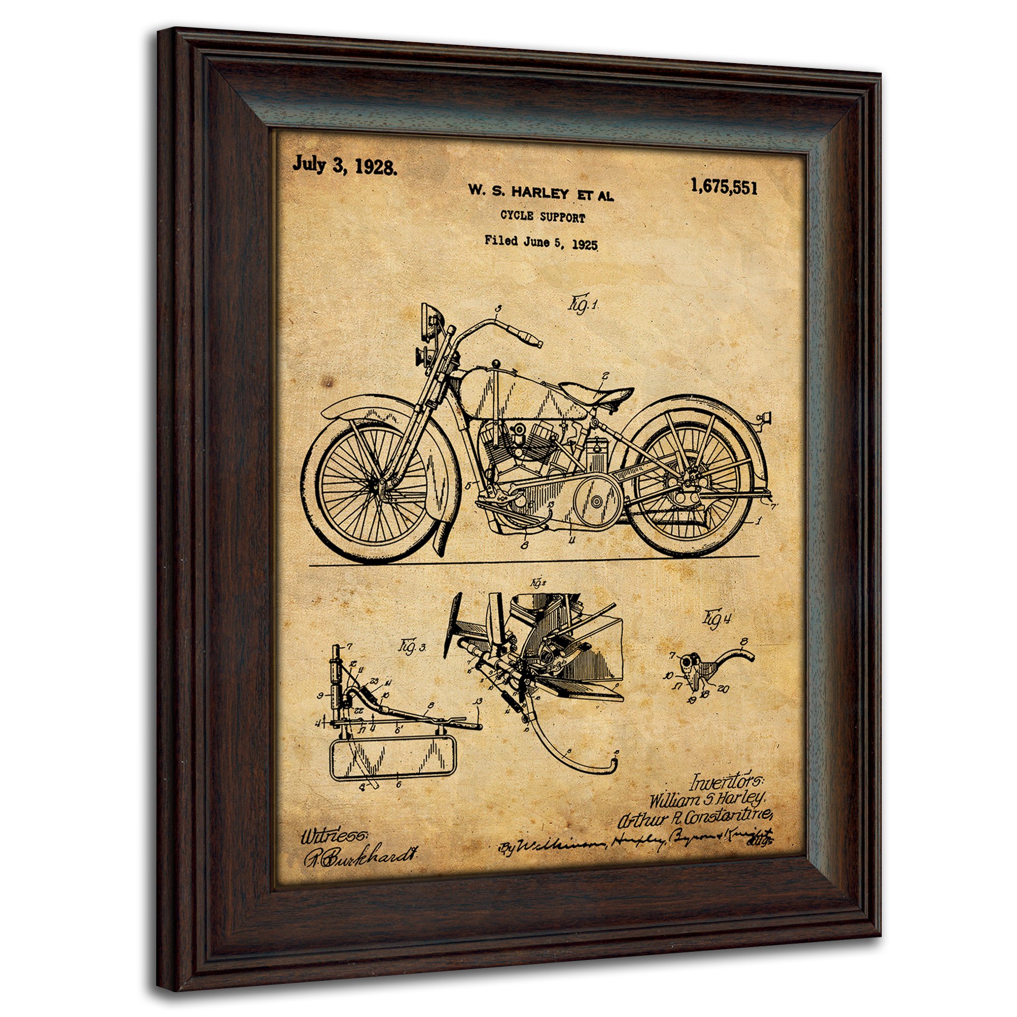 Sponsored Ad - Personal-Prints | Harley Davidson Vintage Style US Patent Prints | Framed Behind Acrylic Motorcycle Wall Art (1925 - Harley Motorcycle)