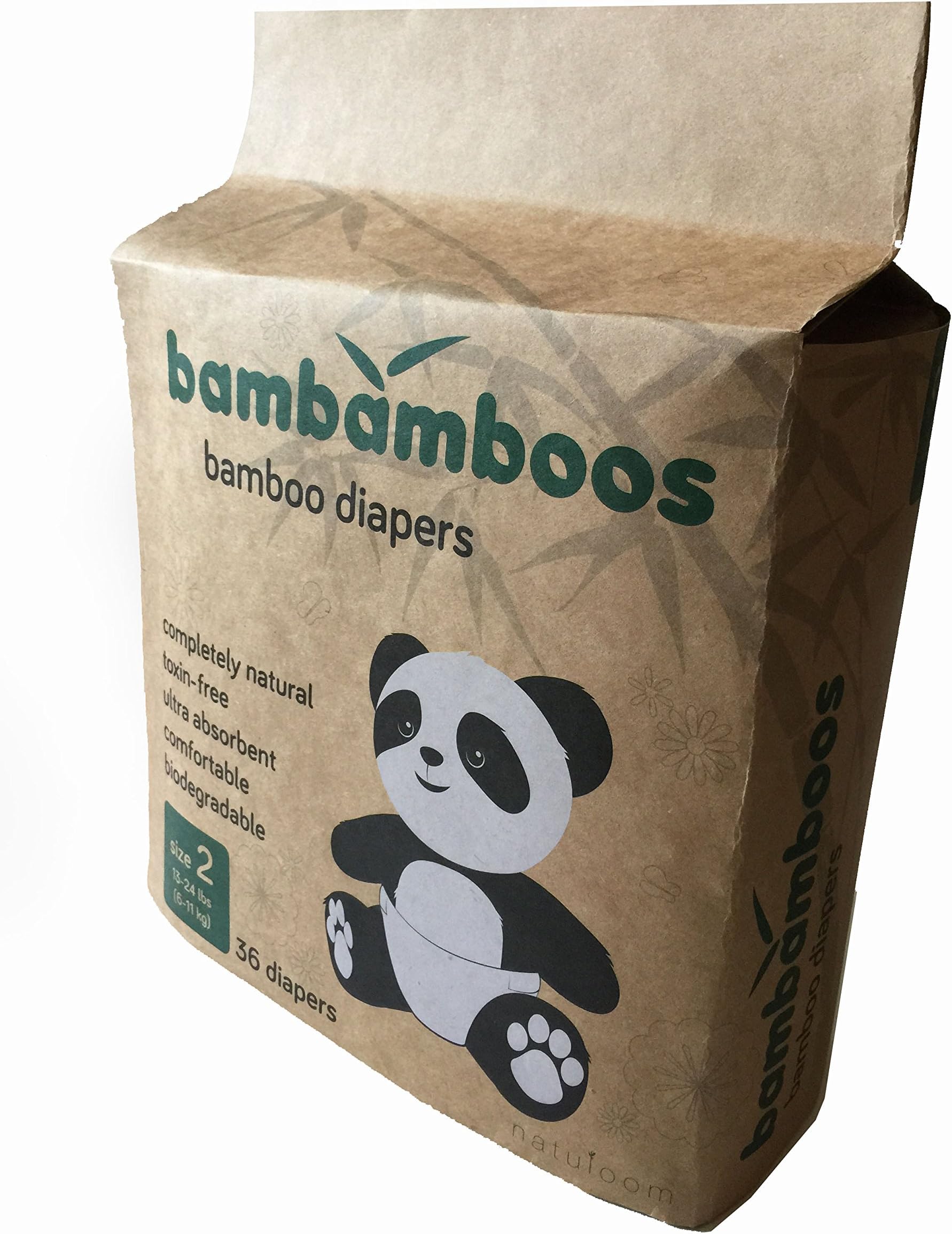 Bambamboos® Premium Bamboo Baby Diapers Size 2 (15-24lbs) | 36 Count