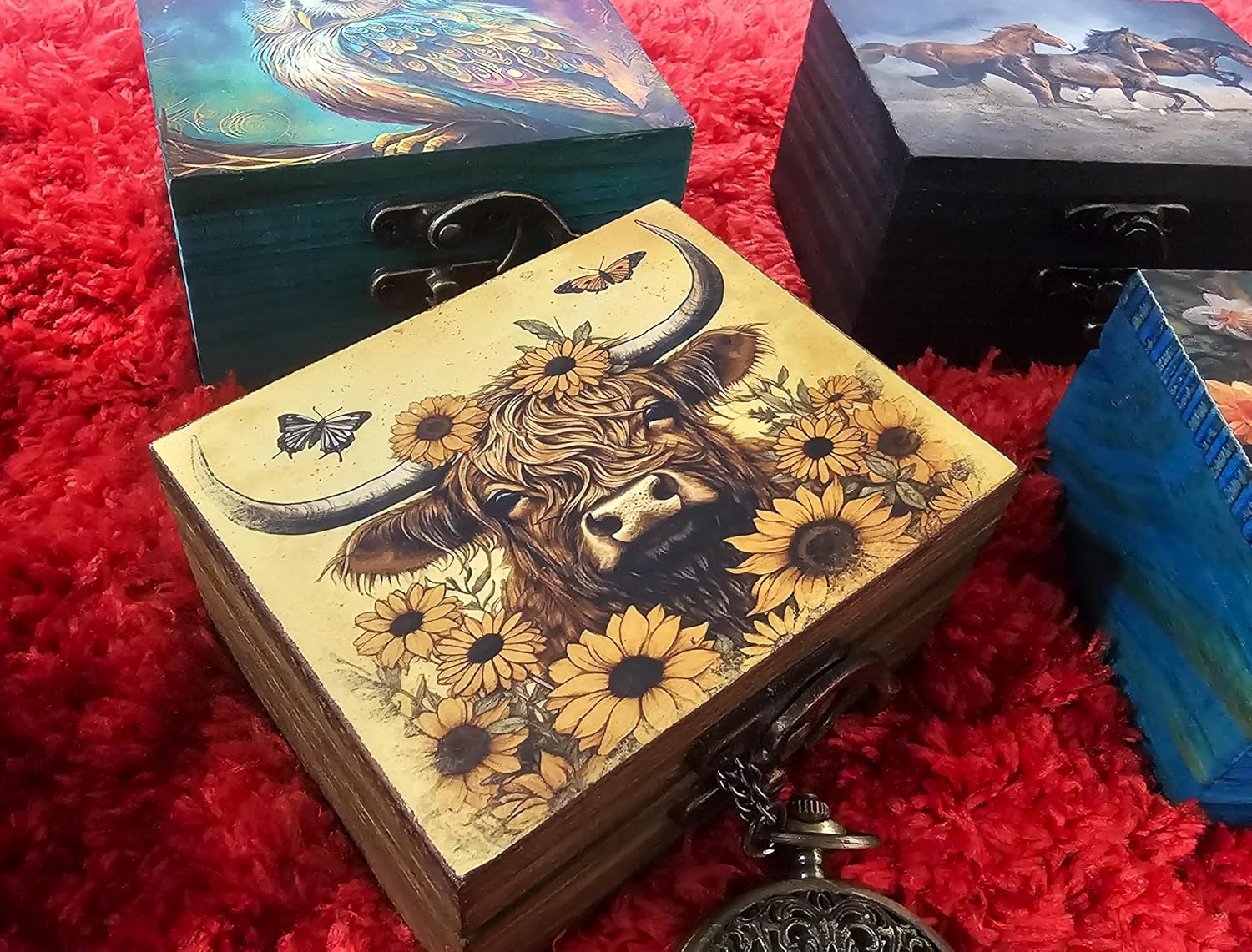 Trinket Box Small Jewelry Keepsake Box | Earrings Necklace Storage Box for Girls Women | Gift Idea Valentine's Day, Birthday Christmas, Weddings, Animals Ornaments for Home Décor (Highland Cow) image 5