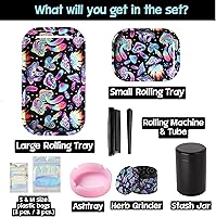 Vista 2 de Little Hippie - Juego de 13 bandejas de metal de aluminio con diseño de hongos trippy