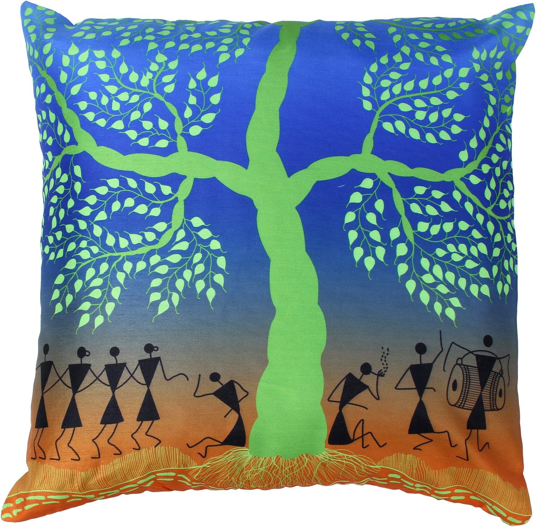 SouvNear Throw Pillow Covers - Decorative 18x18 Inch Cushion Cover with Zipper - Blue Green Faux Silk Pillowcase - Living Room Decor - Throw Pillows Case Cover
