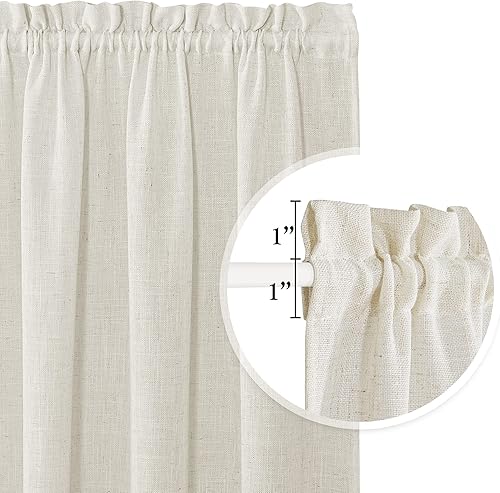 Miniatura 3 de PONY DANCE Cortinas de puerta de 80 pulgadas de largo, mezcla de lino natural, persianas francesas para puerta de vidrio, 25 x 80 pulgadas, color