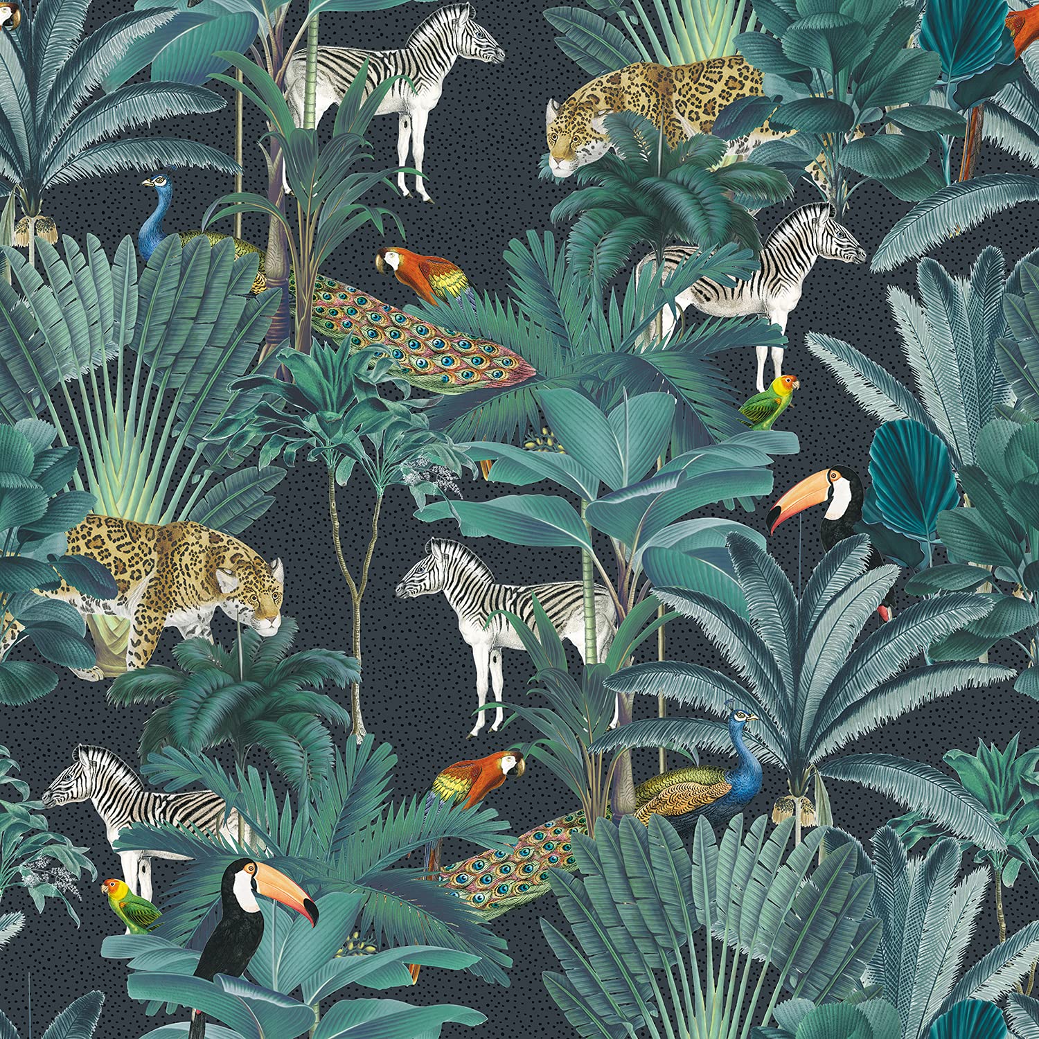 Discount Fabrics Ltd Royal Palm - Cvl001 - Midnight Velvet Upholstery Fabric Curtain Plush Tropical Botanical Paradise Rainforest (, Per Half Metre)