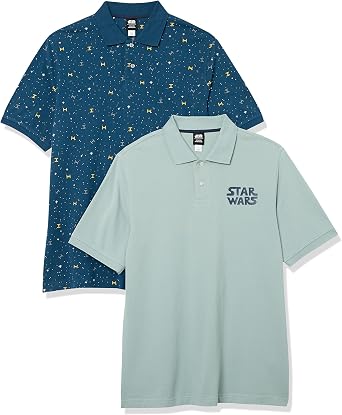 Amazon Essentials Disney | Marvel | Star Wars Mens Regular-Fit Short Sleeve Cotton Pique Polo Shirt, Pack of 2