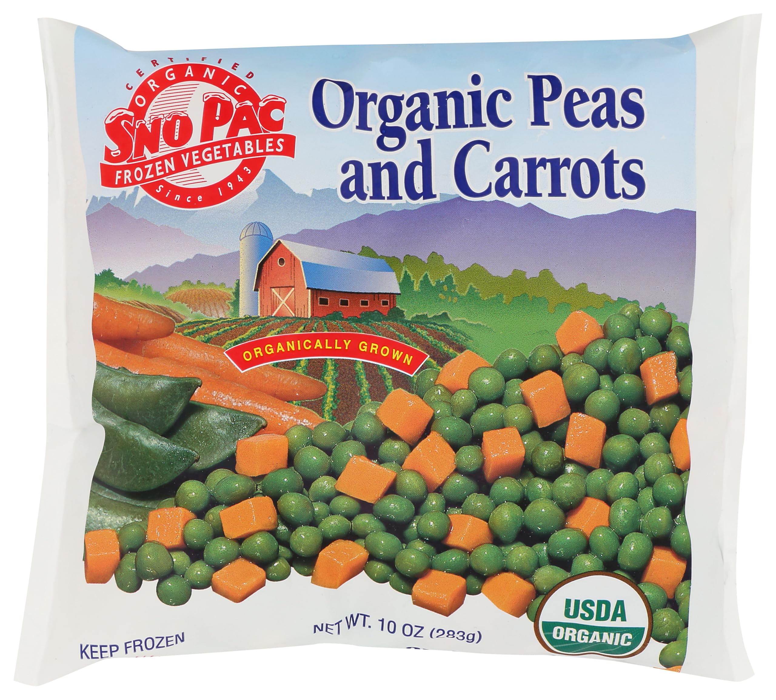 Sno Pac Foods, Veg Peas Carrot Frozen Organic, 10 Ounce