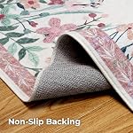 4x6 Area Rug Pink Pastel, Floral Rugs for Living Room, Lightweight Non Slip Washable Rug, Indoor Low Pile Boho Design Rugs for Bedroom Living Room Dining Room Pink Pastel