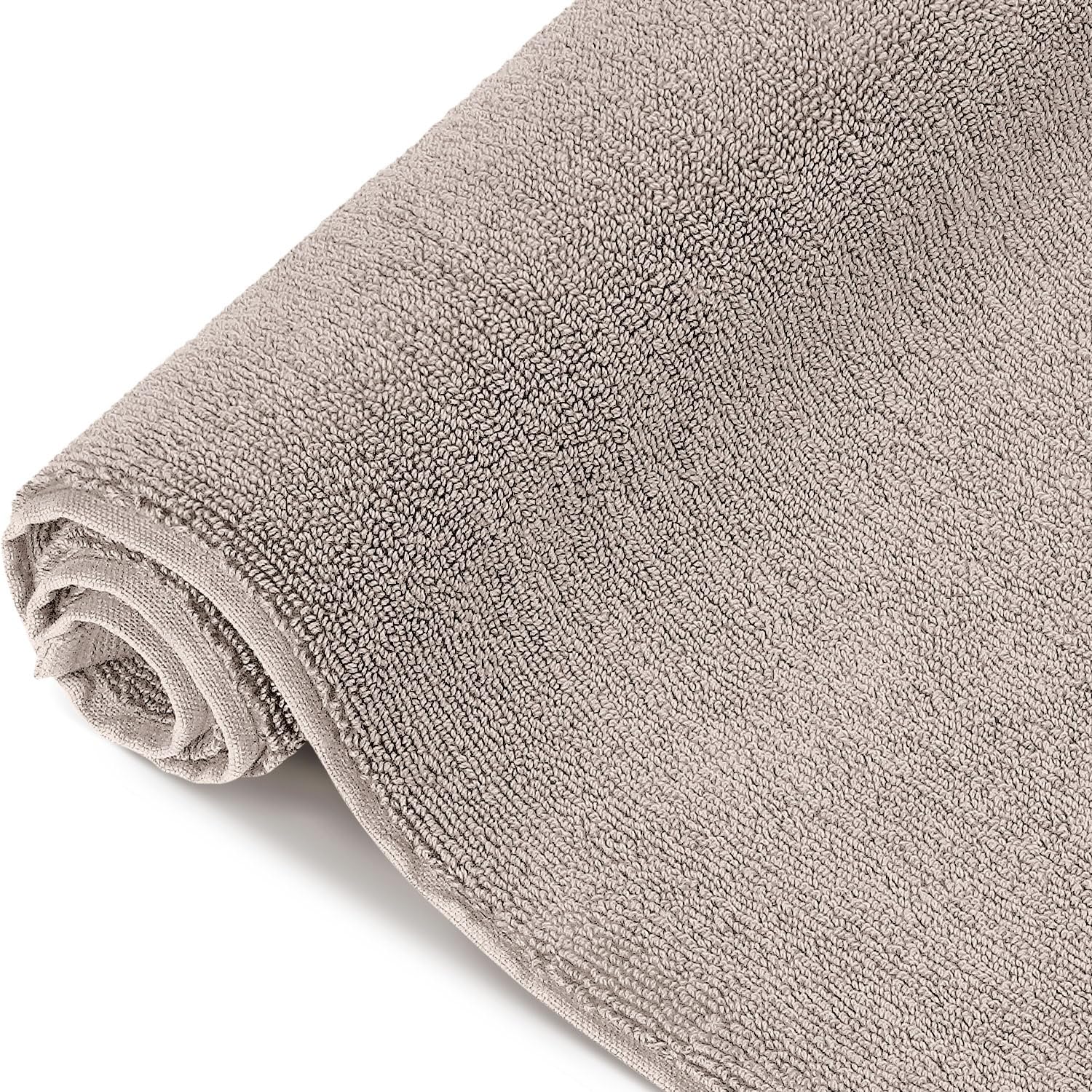 Herzbach Home Badtextilien Bundle Pura Sandgrau 6er Handtuch-Set 2er Badvorleger-Set 50x70 cm 100% Baumwolle