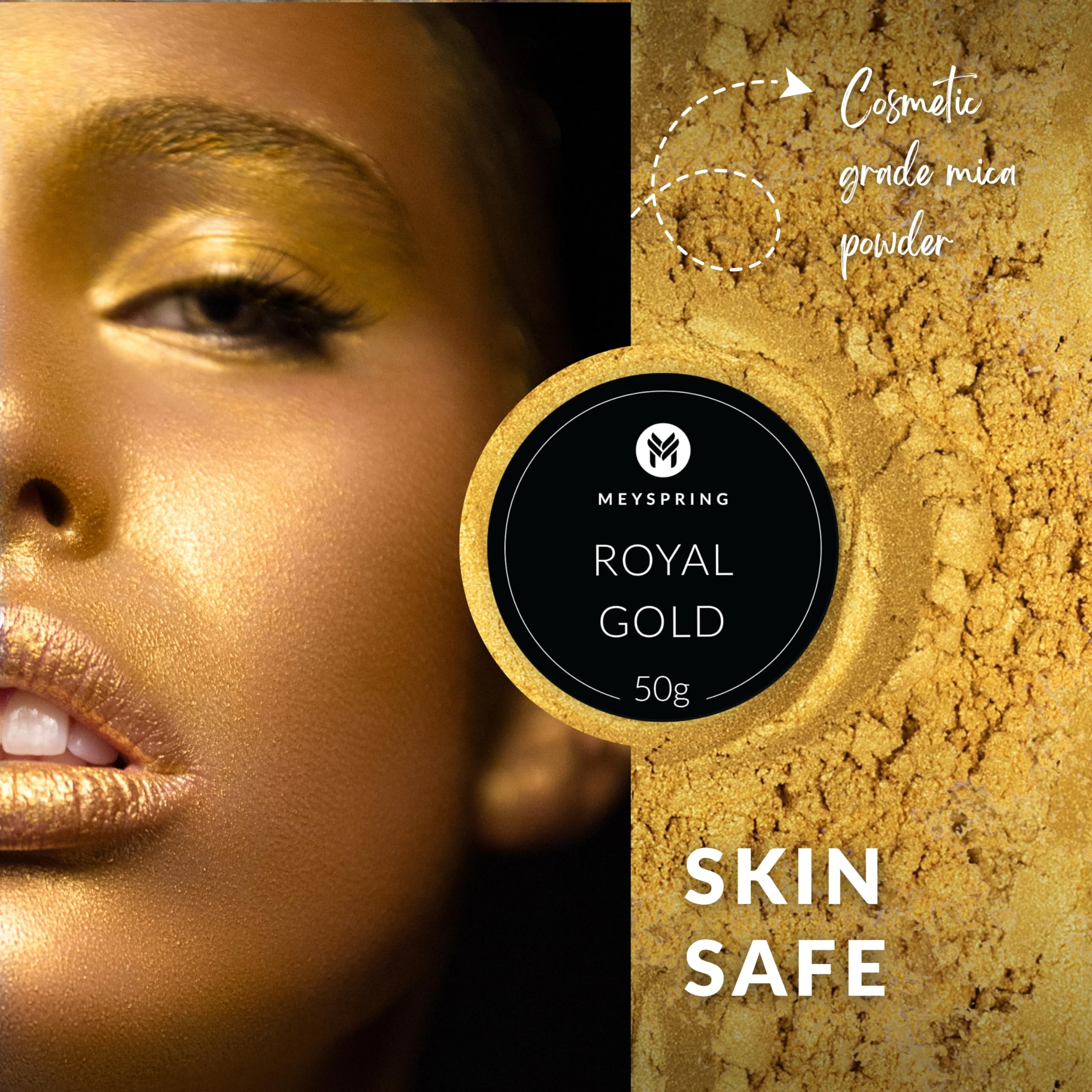 MEYSPRING Royal Gold Glimmerpulver für Epoxidharz – Kintsugi Gold – tolle Harzfarbe für Reparaturset und metallisches Epoxid – Harz-Kunstbedarf